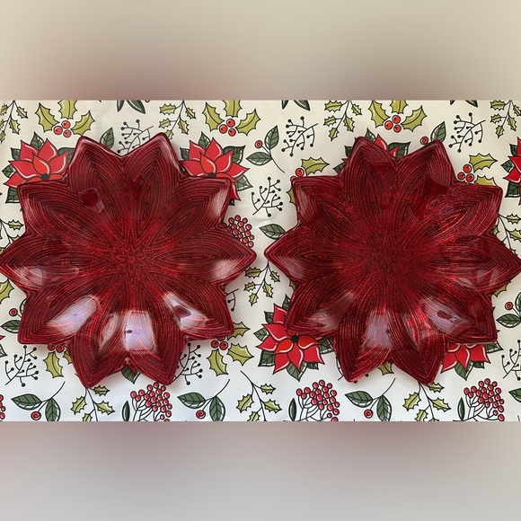 Festive Red Poinsettia Plates - Picture 1 of 8